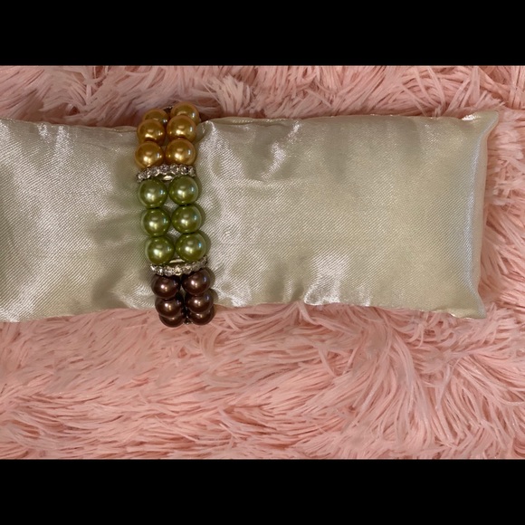 Set Multi Stone Stretch Bracelet & Choker w/Green - Picture 9 of 11